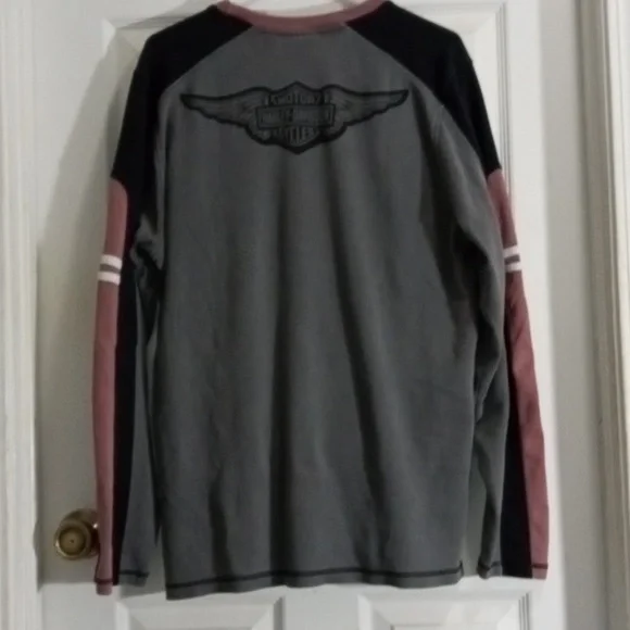 Harley-Davidson Gray Long Sleeve Small Logo Tee Mens XL - Picture 4 of 9
